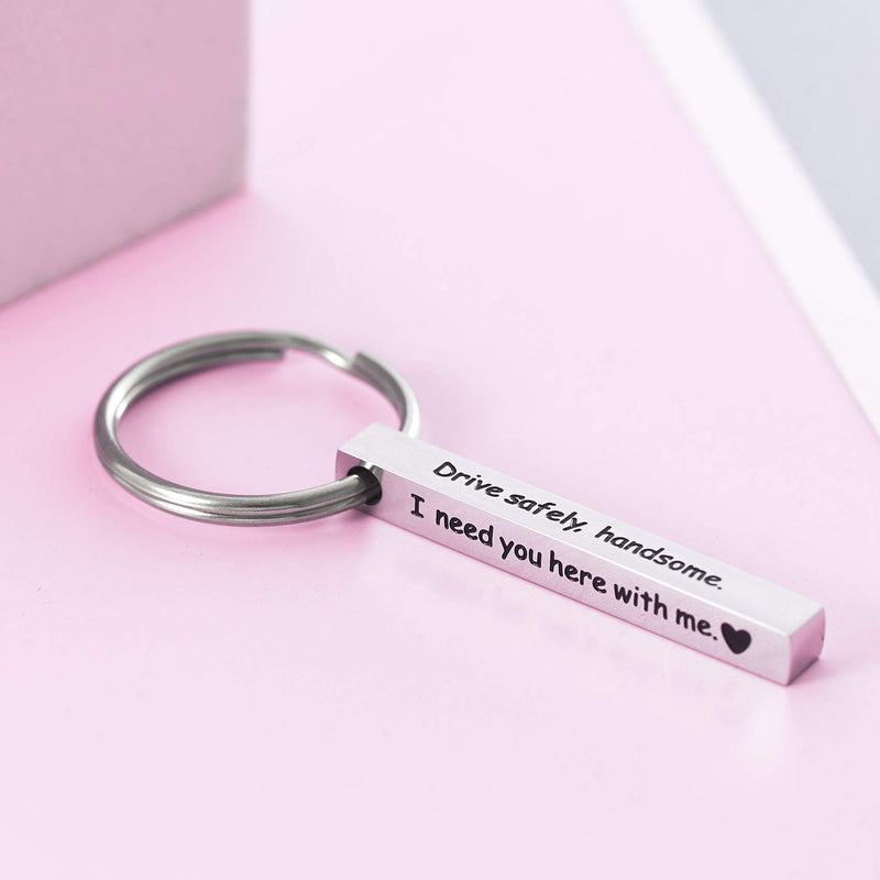 [Australia] - Boyfriend Keychains BF Keychain Husband Valentines Cute Keyring For Him Drive Safe Handsome I Need You Here With Me 