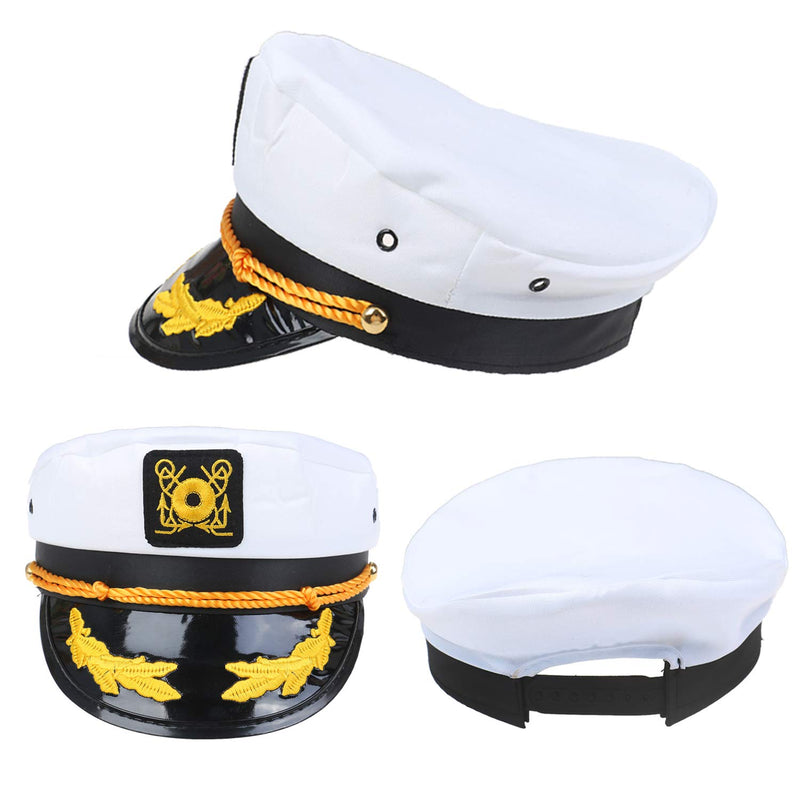 [Australia] - 4 Pack Captain Hats Adjustable White Yacht Navy Sailor Hats Family Cruise Accessory for Men Women and Kids Style1 