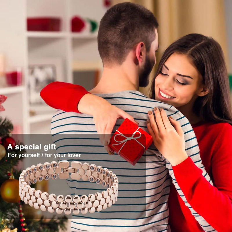 [Australia] - JEROOT Women Titanium Magnetic Bracelets,Titanium Magnetic Bracelets Gifts for Women with Free Link+Removal Tool(3500 Gauss) Rose Gold 2 