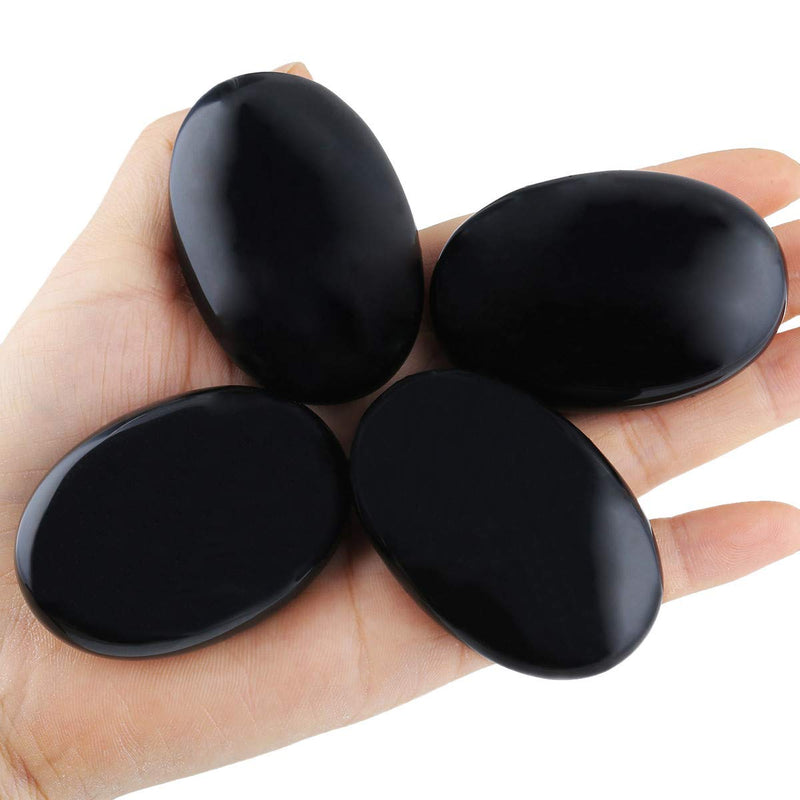 [Australia] - Nupuyai Obsidian Palm Worry Stone for Therapy, Oval Pocket Massage Stone Healing Crystal for Meditation 6cm Black/Obsidian 60mm 