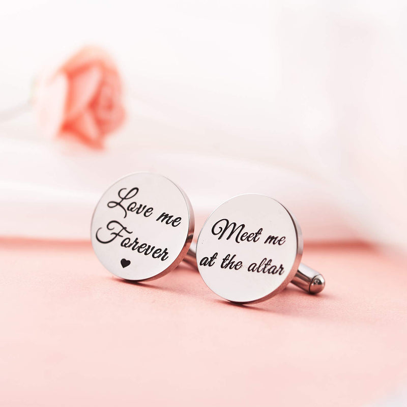 [Australia] - Melix Home Stainless Steel CuffLinks for Men Groom Meet Me at The Altar Wedding Gifts Cuff Links love you forever 