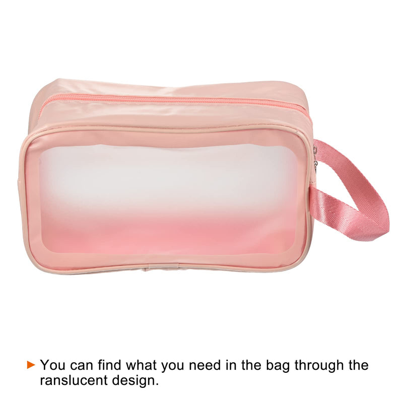 [Australia] - PATIKIL 5.9"x9.8"x3.7" Clear Toiletry Bag, 2 Pack PVC Makeup Bags Cosmetic Pouch with Zipper Handle for Travel Home Storage, Pink 