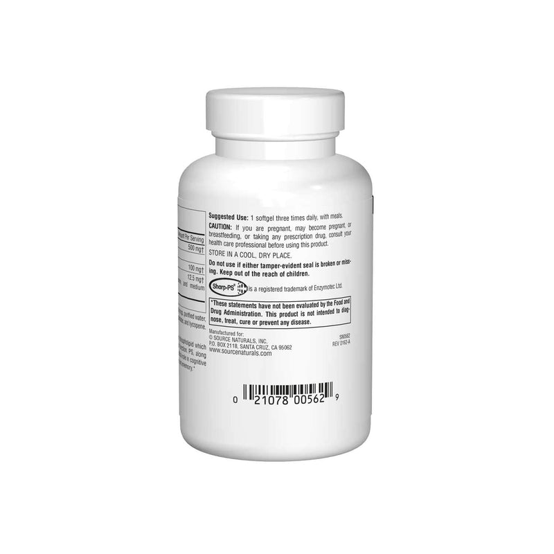 [Australia] - Source Naturals Phosphatidyl Serine Complex Stablilized Enzyme Supplement 500mg - 100% Pure - 60 Softgels 60 Count (Pack of 1) 