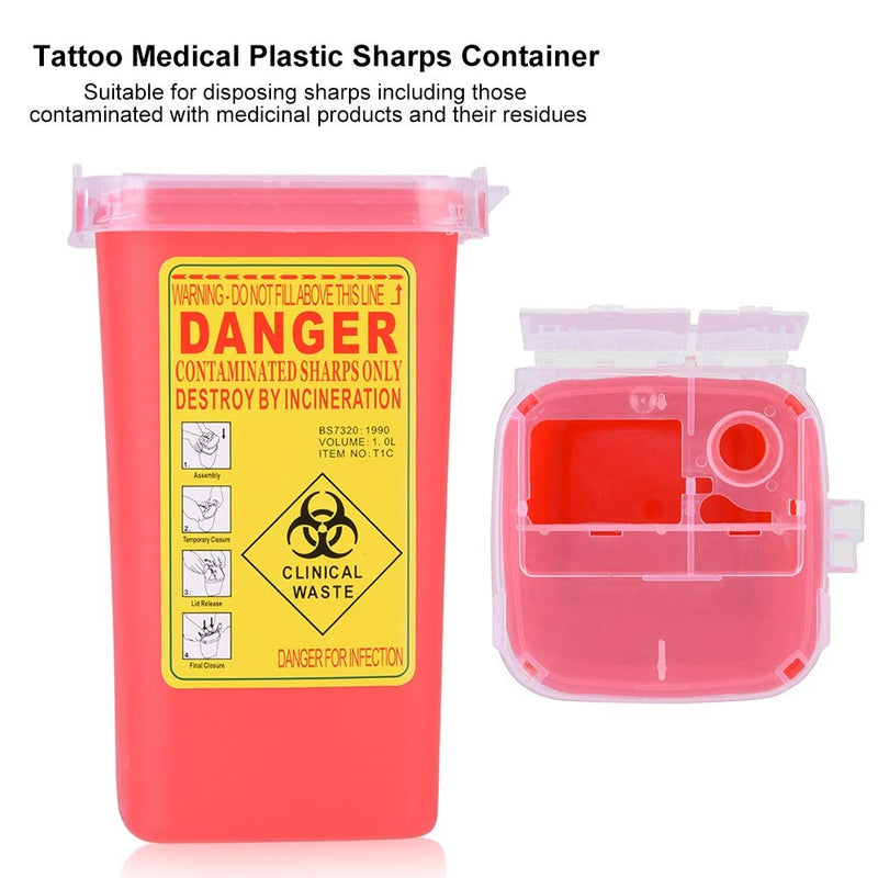 [Australia] - Sharps Container, Plastic Needle Container, Disposal 1L Size Waste Box (2 Colors) (Color : Red) 