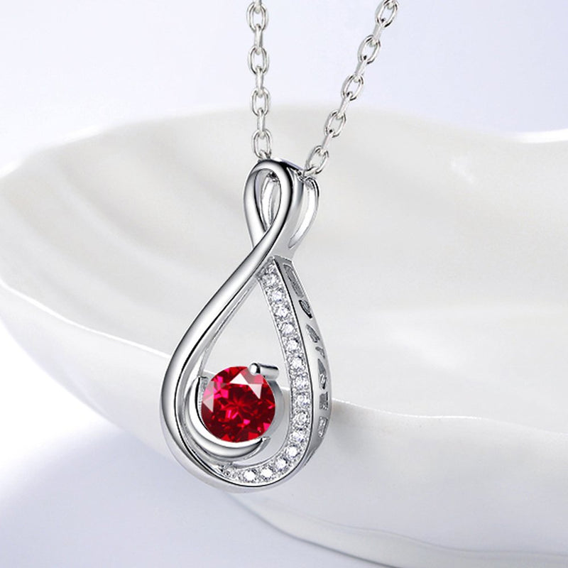 [Australia] - Ruby Necklace for Women Teen Girls Birthday Gifts Jewelry for Mom Wife Endless Love Pendant Daughter Sterling Silver Infinity Necklace Gifts for Her Anniversary 