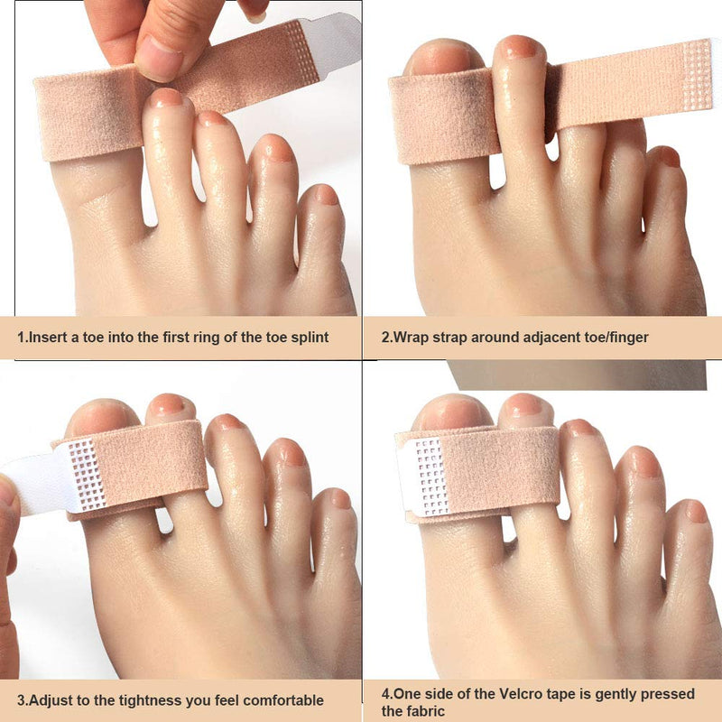 [Australia] - DYKOOK Lengthened Broken Toe Wraps for Your Big Toes, 8 Pcs/Pack, Fabric Toe Splint Toe Cushioned Bandages Finger Protectors Straightener Hammer Toe Separators 