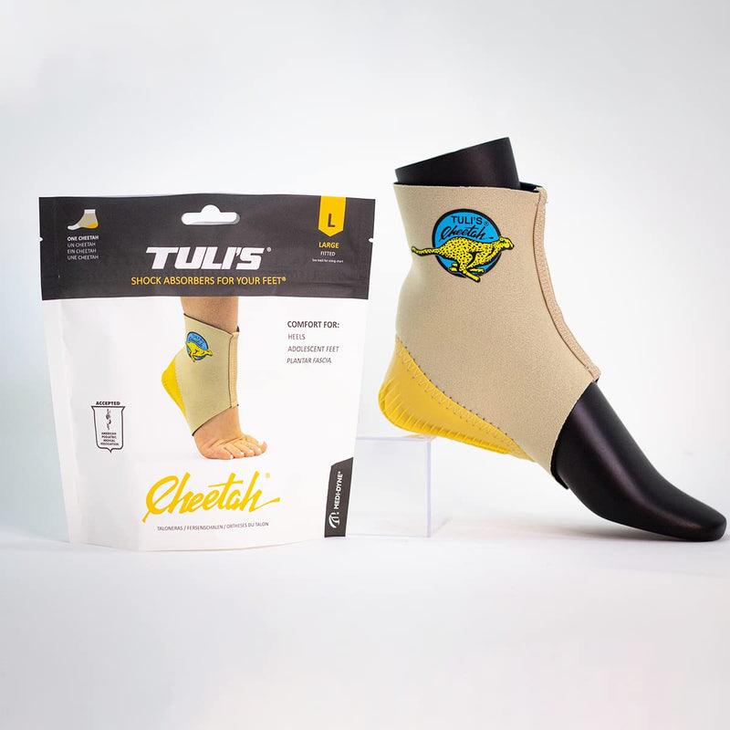 [Australia] - Tuli’s Cheetah Heel Cup with Compression Sleeve for Sever’s Disease and Heel Pain for Gymnasts and Dancers, Fitted Youth Small S (Pack of 1) 