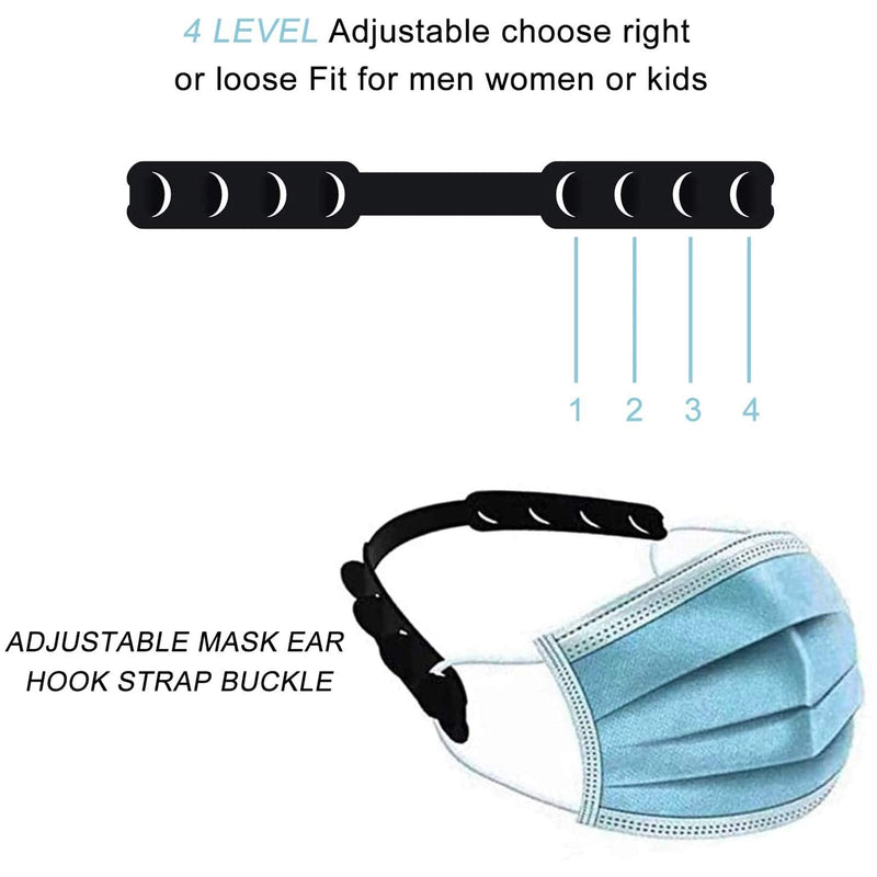 [Australia] - 6-Piece Mask Strap Extender, Adjustable Ear Strap Extender Bracket, Reduce Stress and Pain Ear Protectors Wear Masks Suitable for Women Men Children (Black) 