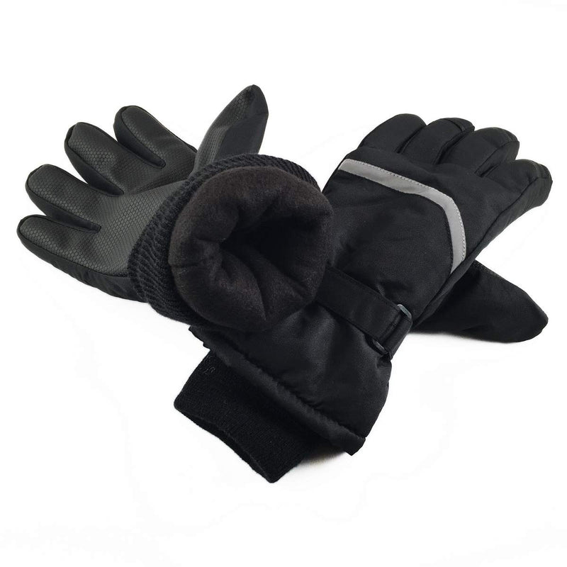 [Australia] - Insulated Winter Cold Weather Ski Gloves for Kids (Boys and Girls) Waterproof Windproof Black 