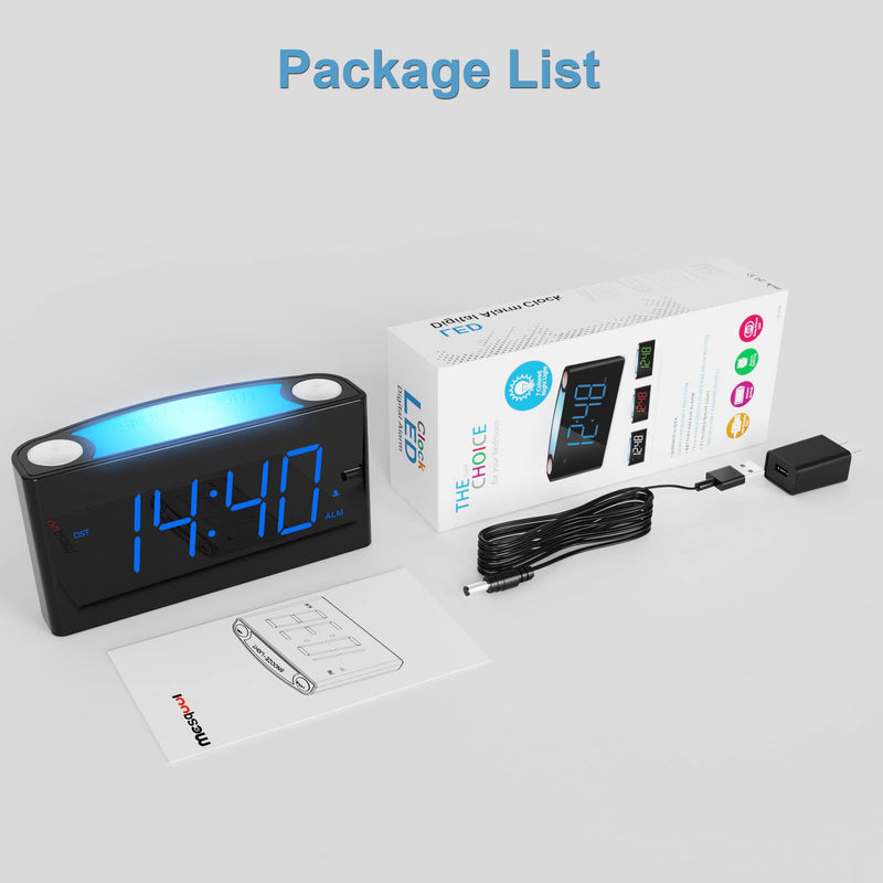 [Australia] - Digital Alarm Clock for Bedroom - 7 Color Night Light,2 USB Chargers,7.5" Large Number Screen & Slider Dimmer,12/24 H,Battery Backup,Easy Loud Electric Alarm Clock for Heavy Sleeper,Boy&Girl Kids Teen Blue Digits 