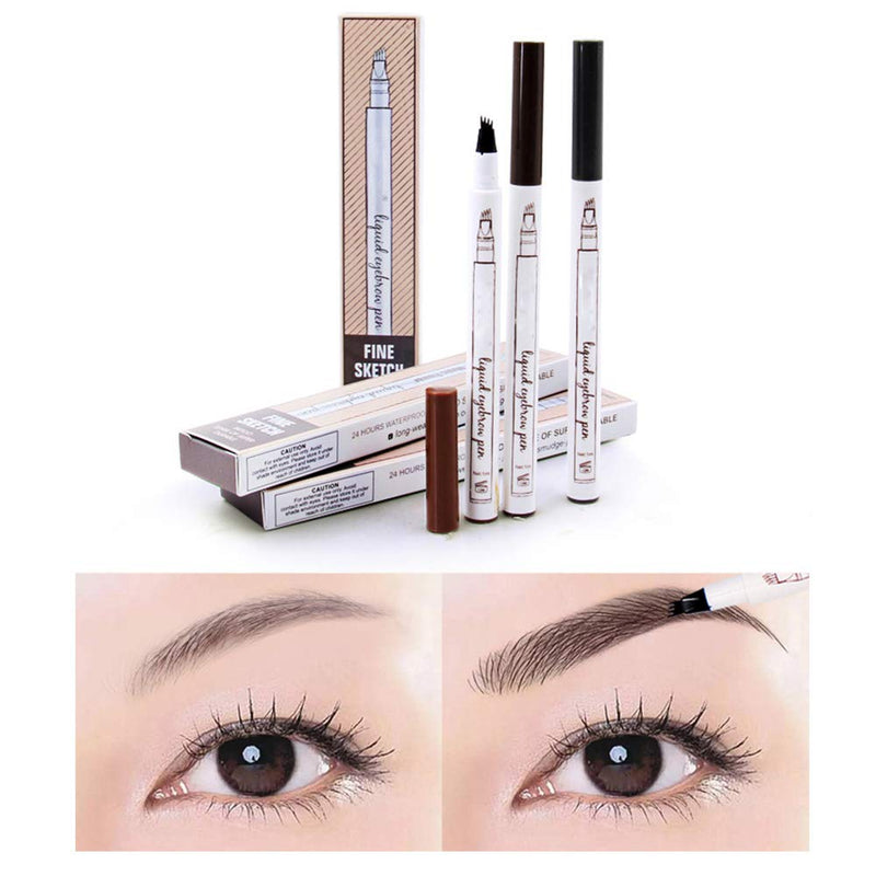 [Australia] - 3D Eyebrow Tattoo Pen, Waterproof Long Lasting Microblading Eyebrow Pencil with a Micro-Fork Tip Applicator for Eyes Makeup/Creating Natural Looking Brows Effortlessly and Stays on All Day Dark Gray 