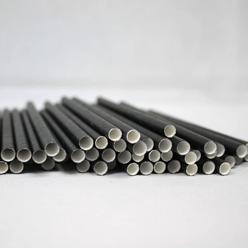 [Australia] - Black Cocktail Straws (6mm x 140mm) - Pack Size 500 - Made in Britain - Biodegradable Paper Straws/Eco-Friendly/Highly Durable/Food Safe 