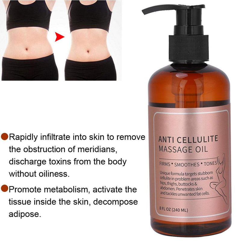 [Australia] - Anti-Cellulite Massage Oil, Reduces & Prevents Cellulite Firms & Tightens Skin Detoxes, Professional Cellulite Skin Care Oil 240ml 