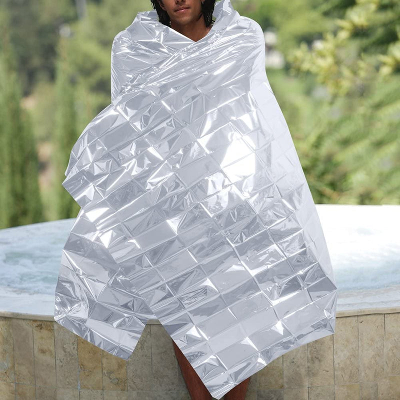 [Australia] - ANCLLO 4 Pack Emergency Mylar Thermal Blankets - Designed for Outdoors Hiking Survival Marathons or First Aid (Silver Color) 