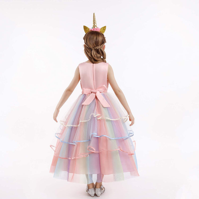 [Australia] - YOJOJOCO Princess Unicorn Dress Up for Little Girls Birthday Dresses Party Unicorn Costumes 3T - 4T Pink 