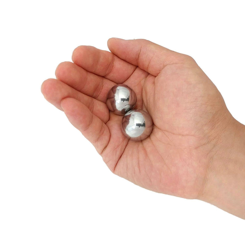 [Australia] - Top Chi 1 Inch Stainless Steel Pocket Sized Baoding Balls with Carry Pouch. Solid Non-Chiming Balls for Hand Therapy, Anxiety, and Stress Relief 