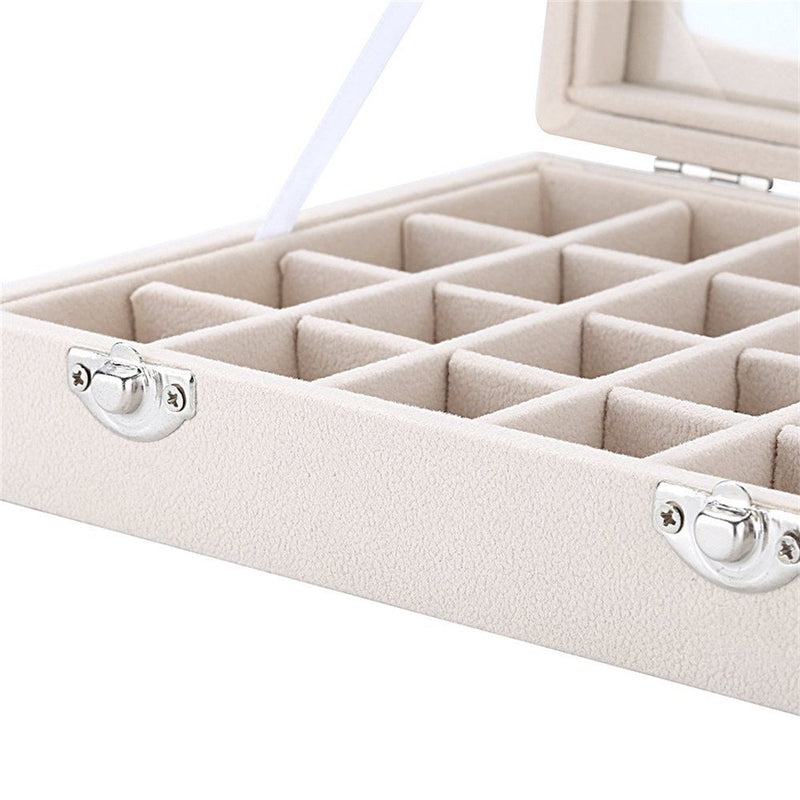 [Australia] - LANTWOO 24 Grids Velvet Glass Ring Earrings Jewelry Box Earrings Organiser Storage Holder Display Case 