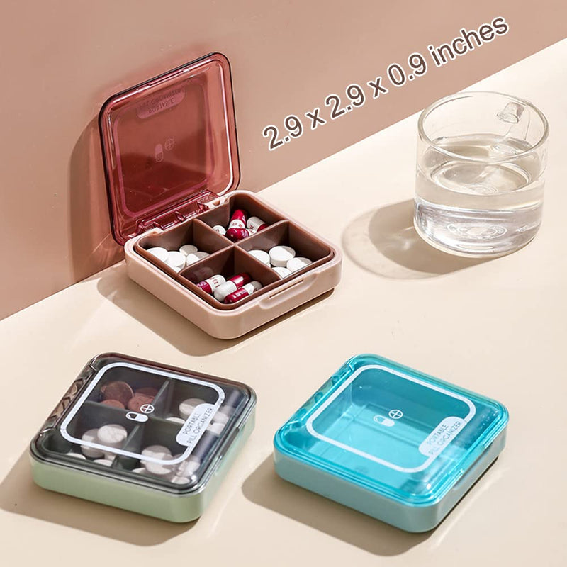 [Australia] - Small Pill Box, BPA Free Pill Case with 4 Large Compartmensts to Hold Vitamins, Moistureproof Portable Pill Box Organiser for Travel (Light Green) Light Green 