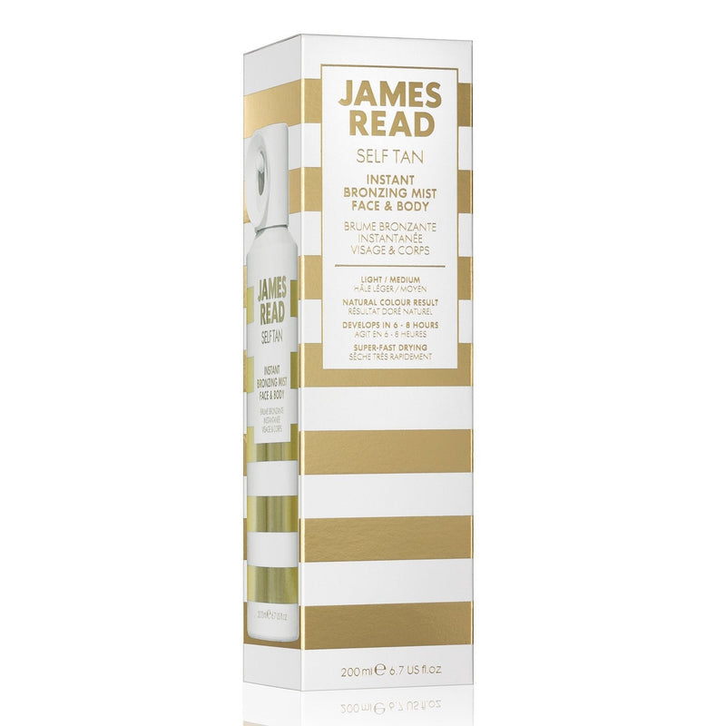 [Australia] - JAMES READ Instant Bronzing Mist for Face & Body 200ml LIGHT/MEDIUM All-Over Golden Glow Fast Drying & Long-Lasting Tanning Mist, Develops in 6-8 Hours Suits all Skin Tones Infused with Aloe Vera 