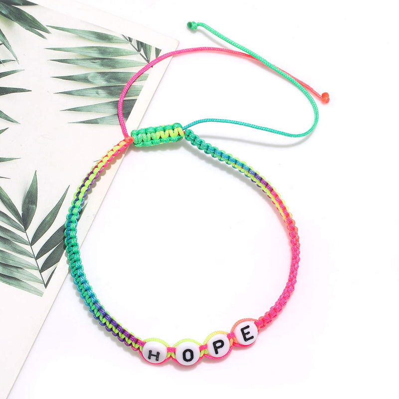 [Australia] - XOCARTIGE Heishi Bead Anklets for Women Rainbow Seed Bead African Vinyl Disc Beads Ankle Bracelets Letter Love Hope Anklets Delicate Summer Beach Star Anklets Set for Girls Style B -- HOPE 