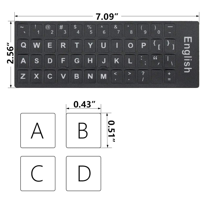 [Australia] - 2 PCS Universal English Keyboard Stickers for PC Computer Mac Laptop Desktop Keyboard, English Keyboard Replacement Stickers, White Font Black Background White font on black background 
