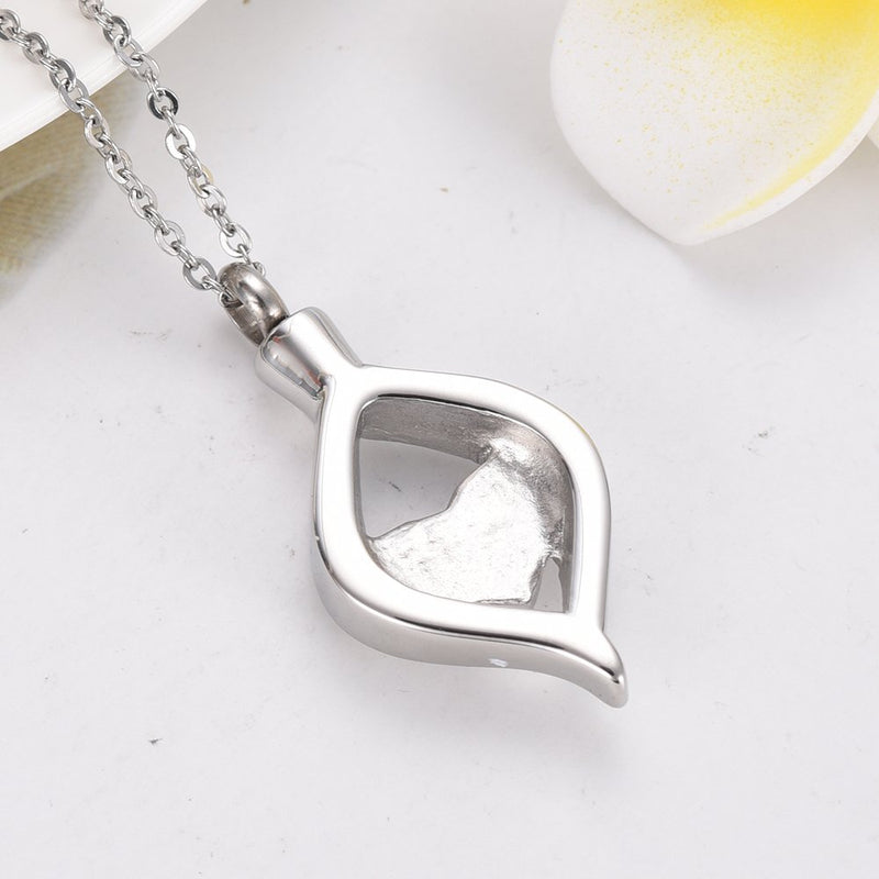 [Australia] - Hearbeingt Cremation Jewelry for Ashes, Classic Style Crystal Keepsake Necklace Made with Stainless Steel, Heart Shape Memorial Locket for Mam Silver 