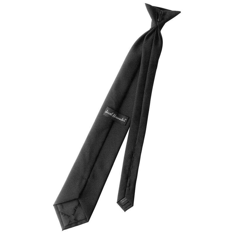 [Australia] - Jacob Alexander Uniform Solid Clip-On Tie with Buttonholes 20 inch - Regular Black 