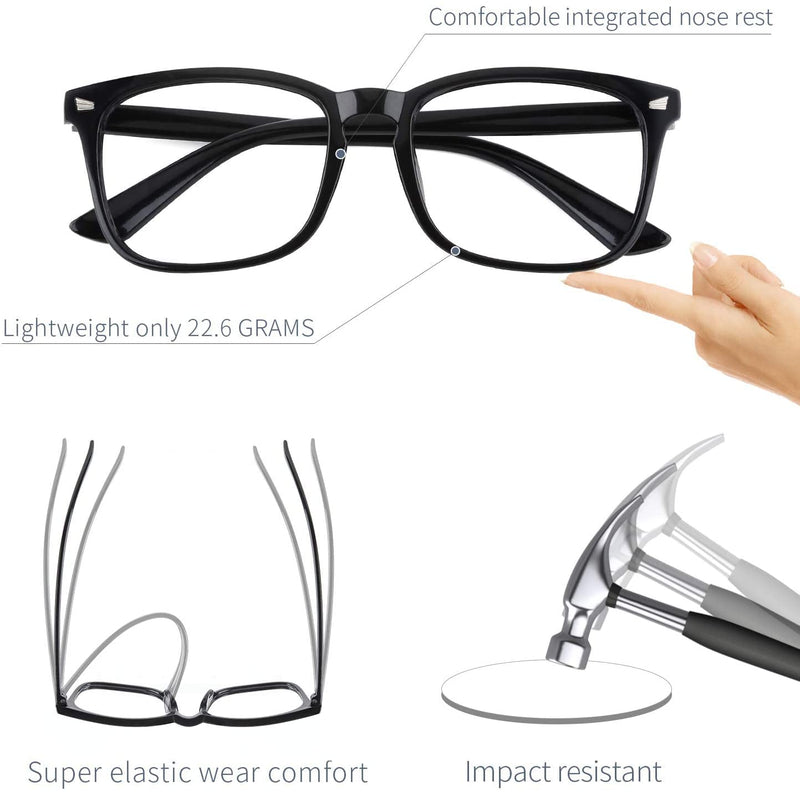 [Australia] - COOLOO Blue Light Blocking Glasses for Anti Headache and Eyes Strain Super Light Weight Computer Gaming Glasses Fashion Accessories，Unisex for Women and Men 01.black 
