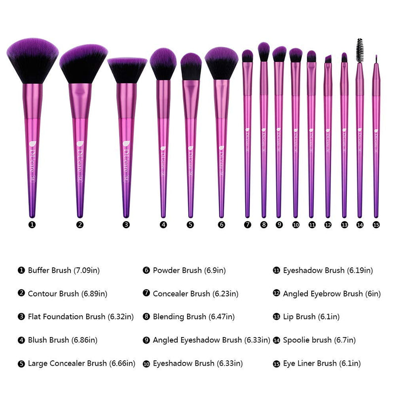 [Australia] - Makeup Brushes Professional Pink Set - 15Pcs Make up Brushes Premium Synthetic Kabuki Brush for Foundation Concealer Eye Lip Face Blending Cosmetic Kit 