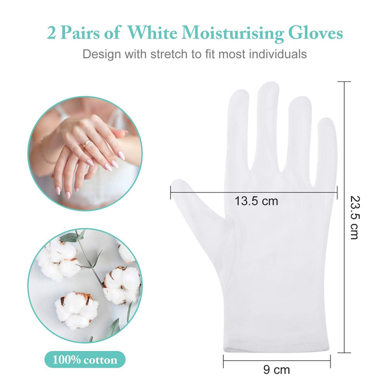 [Australia] - 2 Pairs White Cotton Gloves Moisturizing Gloves Soft Elastic Skincare Glove Working Gloves for Women Dry Hands Jewelry Inspection and More, One Size Fits Most 