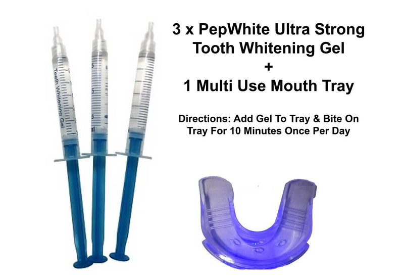 [Australia] - PepWhite Ultra - Super Strong Teeth Whitening (3 x Gel Refill + Mouth Tray Only) 4 Piece Set 