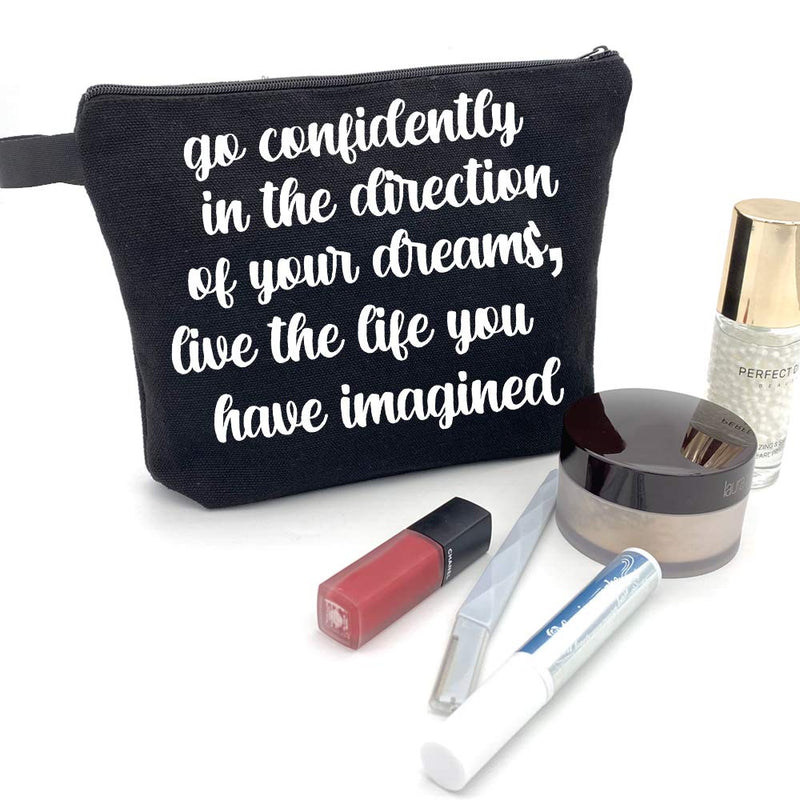 [Australia] - HomeLove Inc. Inspirational black Makeup Cosmetic Bag Zipper Pouch Toiletry Travel Bag Gift for Her Sister Girls 