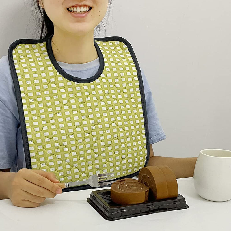 [Australia] - Waterproof Adult Bib for Elderly & Disabled - Mealtime Clothing Protector Daily Living Eating Aids Accessories, 6 Pack Black Green 
