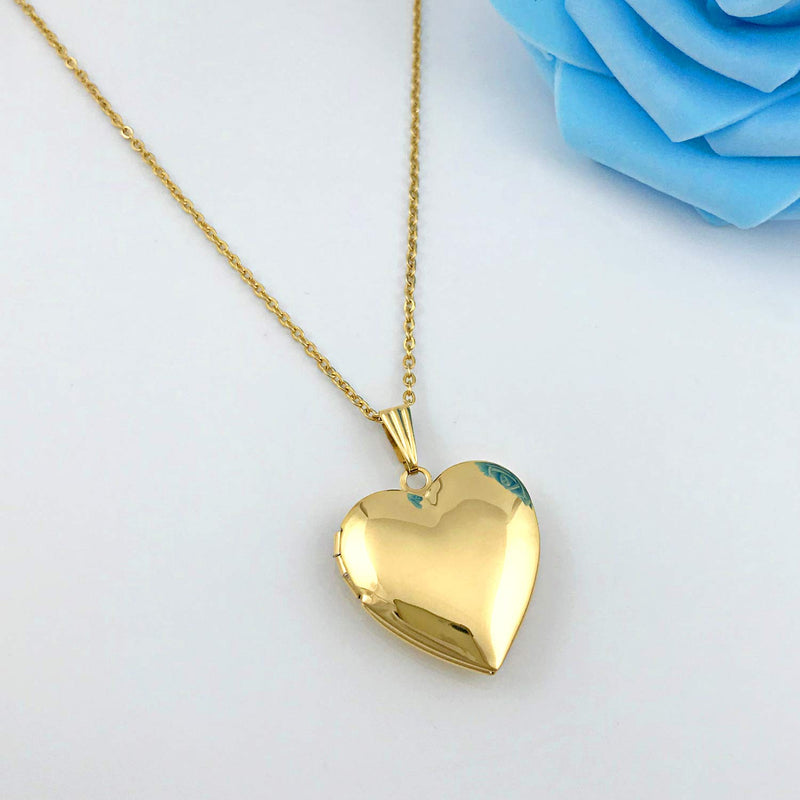 [Australia] - YOUFENG Love Heart Locket Necklace That Holds Pictures Polished Lockets Necklaces Birthday Gifts for Girls Boys Heart Gold locket 