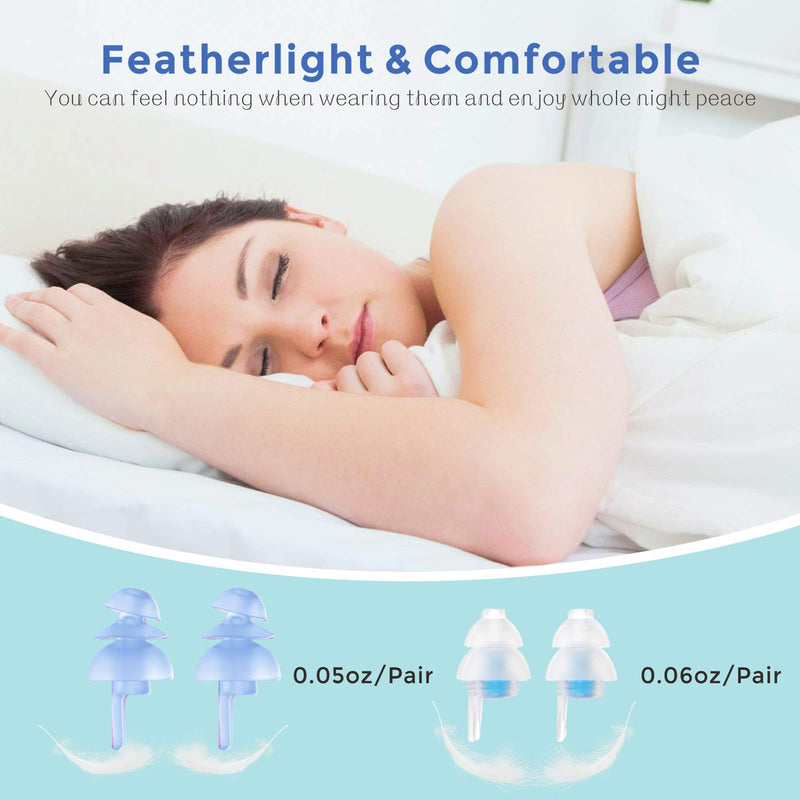 [Australia] - Sleeping Ear Plugs, Hearprotek 2 Pairs Ear Plugs (32db & 30db) Ultra Soft Noise Reduction and Hearing Protection earplugs for Side Sleepers, snoring, Travel, Working, Study, Safety Blue 