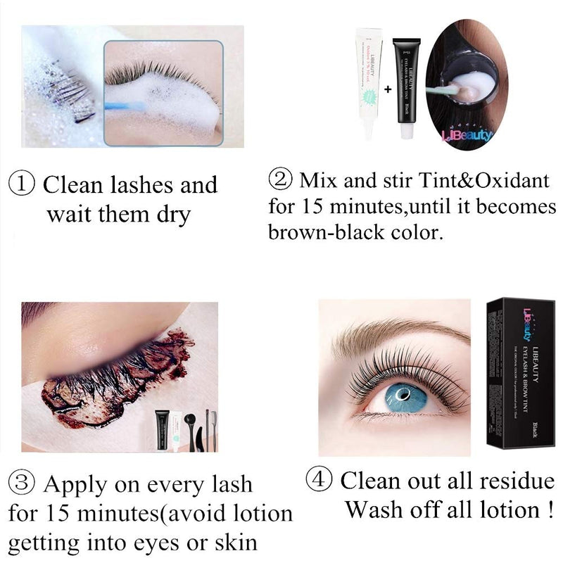 [Australia] - Libeauty Lash & Eyebrow Tint Dye Kit Lasting 8 Weeks for Professional Eyebrow or Lash Tinting (Black) Black 