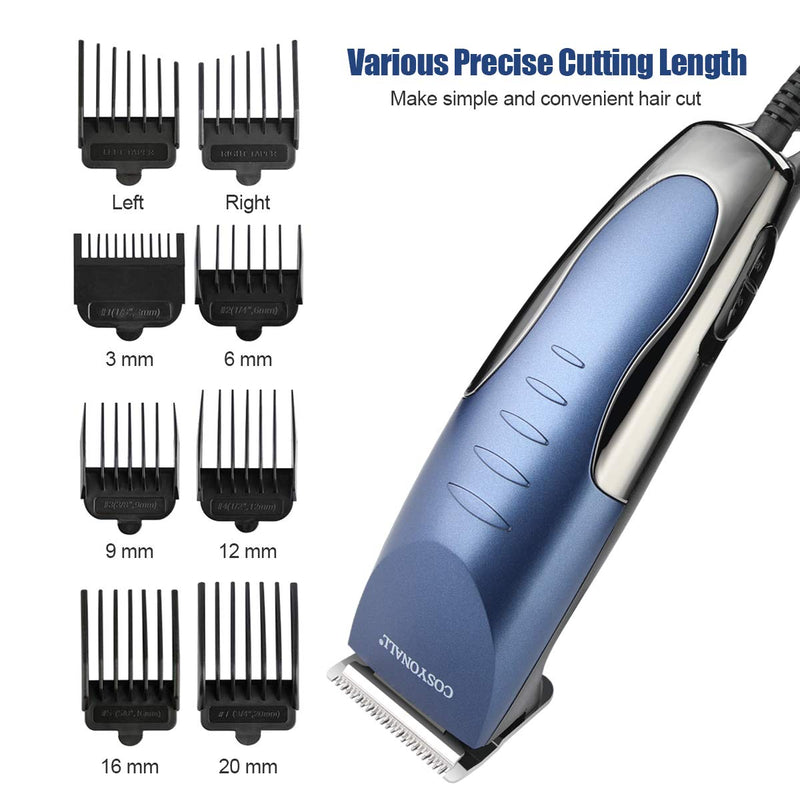 [Australia] - Cosyonall Hair Clippers for Men Pro Corded Hair Trimmer Cutting Kit with 8 Clipper Guide Combs Hard Storage Case for Hair Cutting 