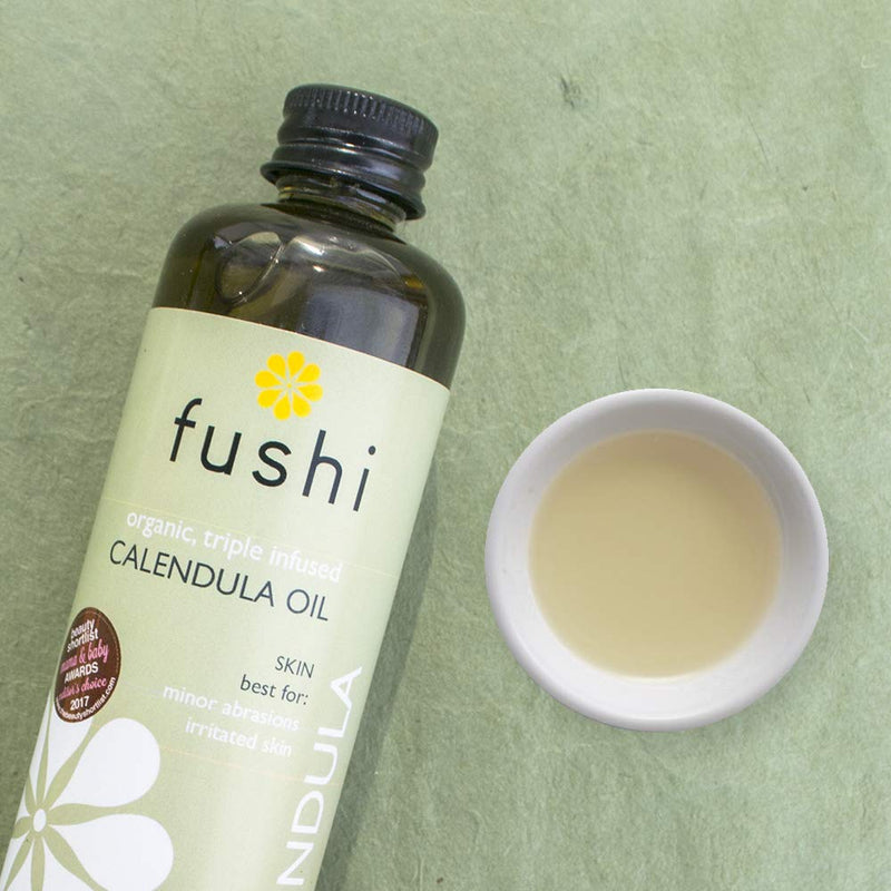 [Australia] - Fushi Organic Calendula Oil 100ml | Fresh-Pressed & Triple Infused for 3 Months | Best for Minor Abrasions, Irritated Skin, Skin Healing | Anti-inflammatory | Oil for Babies | Vegan, Made in the UK 