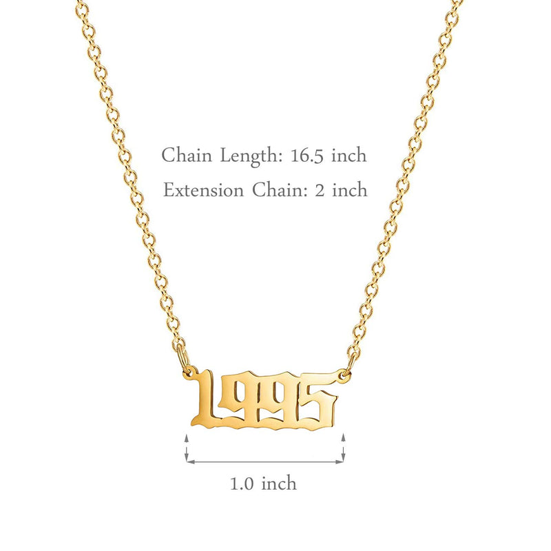 [Australia] - 18K Gold Plated Stainless Steel Year Necklace Birthday Year Number Necklace Anniversary Memorable Jewelry for Women Girls 1985 