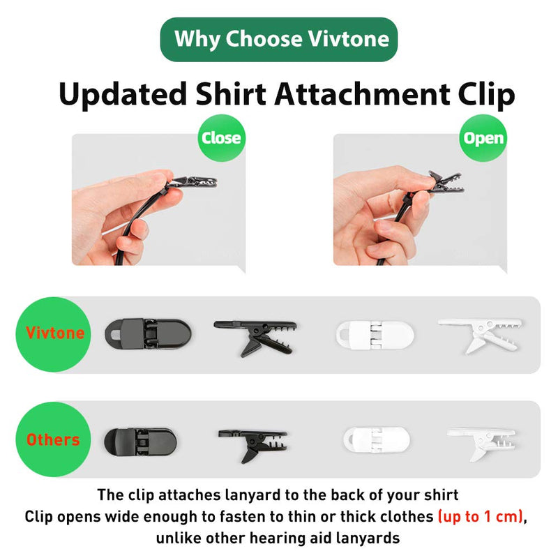 [Australia] - Vivtone Hearing Aid Clip and Anti-Lost Lanyard, BTE Hearing Aids Protector for Adults Seniors and Kids, Elastic and Fashionable, Suitable for Various Hearing Devices (Black & Red) 