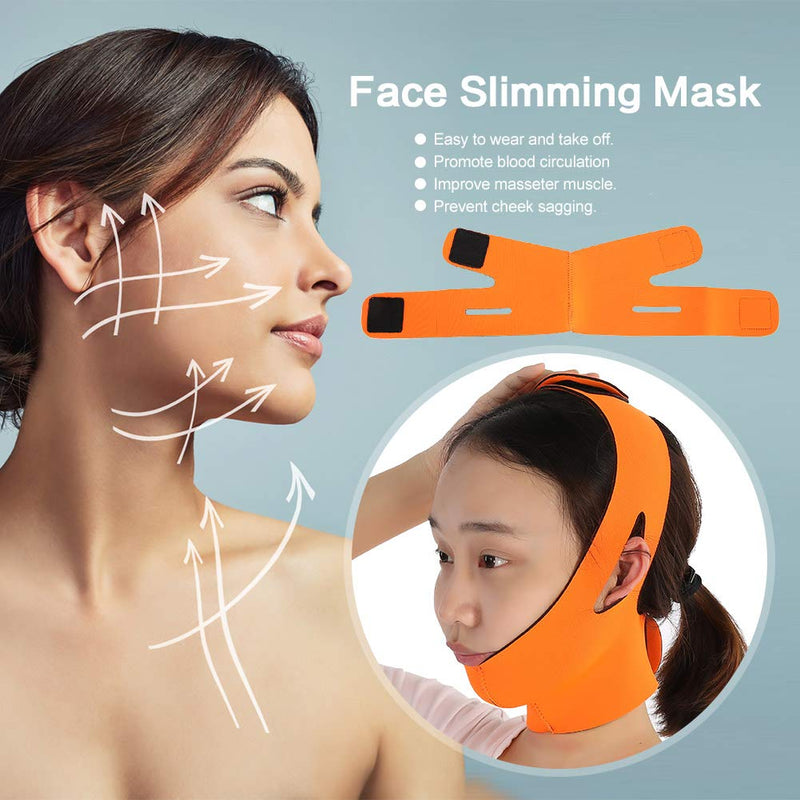 [Australia] - Face Lift Bandage Face Slimming Mask, Natural V Face Cheek Chin Lifting Tight Band, Anti Wrinkle Face Care Skin Compact V Line Reduce the bandage Chin Up Patch(Orange) 