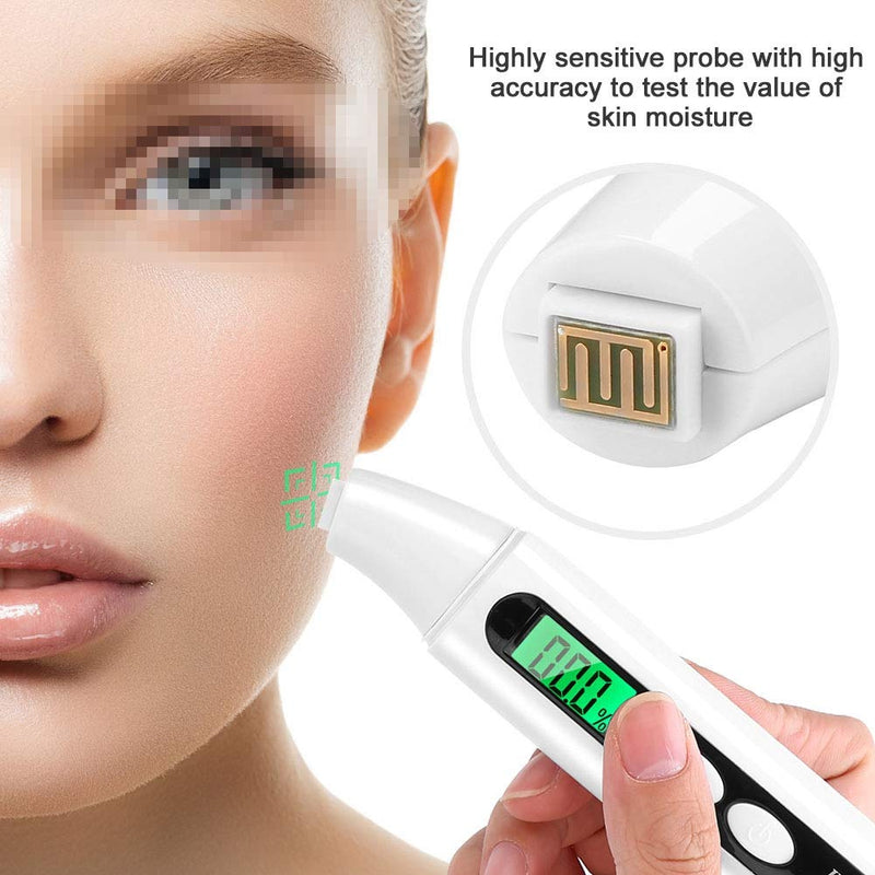 [Australia] - Digital Skin Moisture Detector Portable Facial Oil Content Analyzer LCD Display Skin Care Tester Detector Face Care Monitor(White) 