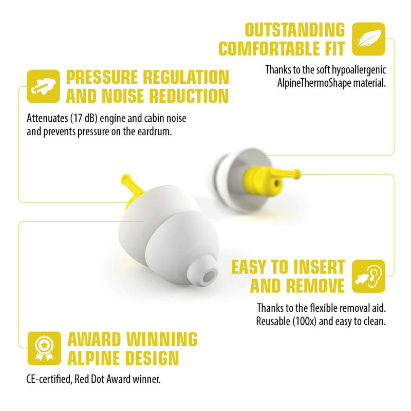 [Australia] - Alpine FlyFit Airplane Pressure Relief Earplugs 100x Reusable Hygienic Flying Plugs Prevent Ear Pain & Reduce Noise for Adults - Plane Travel Hearing Protection with Hypoallergenic Ultra Soft Filter 