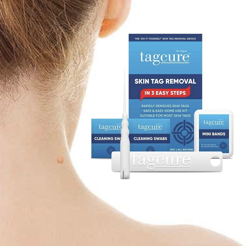 [Australia] - Tagcure Skin Tag Removal Kit For Easy Skin Tag Removal - Includes x10 Tag Bands x10 Cleaning Swabs & x10 Plasters To Cover Tag Area (Suitable for Skintags 0.5cm or Less) 