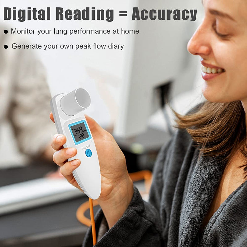 [Australia] - Digital Peak Flow Meter Spirometer Asthma for Adult Kids Portable PEF Forced Expiratory Volume FEV1 Home Medical 