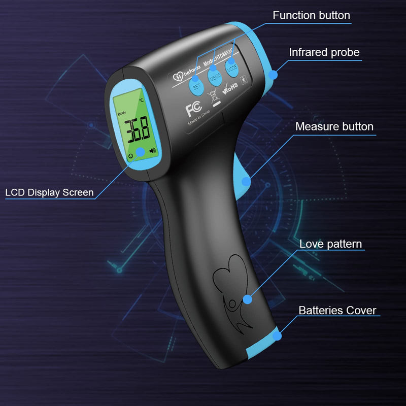 [Australia] - Thermometer for Adults, No Touch Forehead Thermometer for Adults and Children, Digital Infrared Body Thermometers for Kids, Baby Thermometer with High Temperature Alarm Instant Accurate Reading Black 