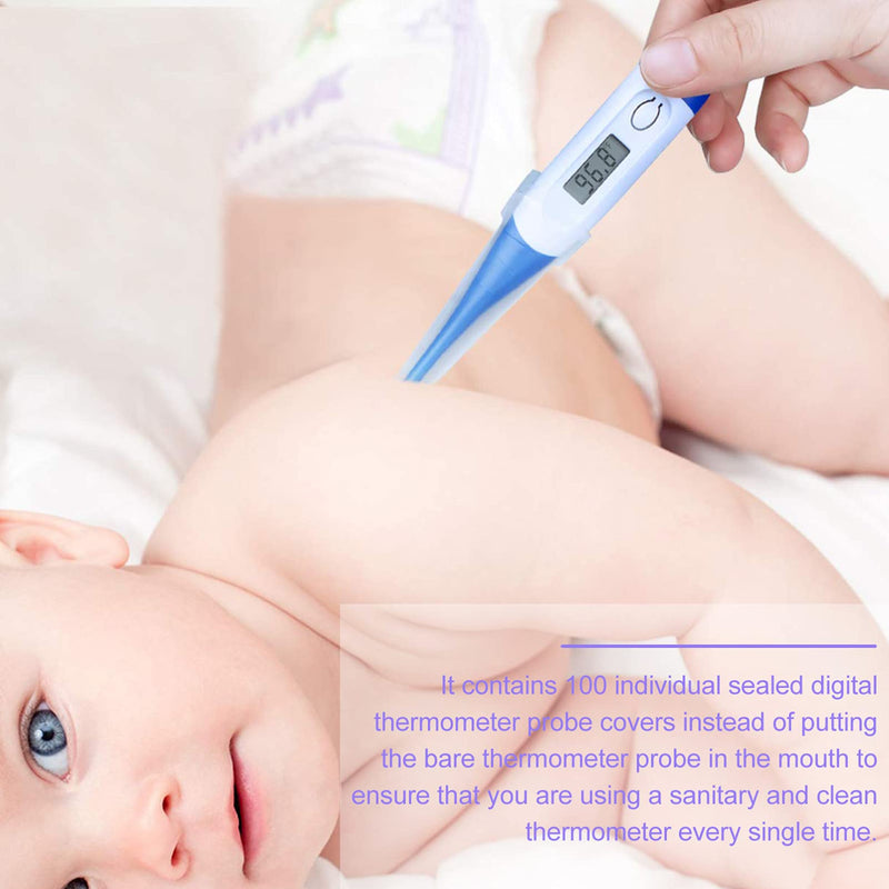 [Australia] - Baluue 100pcs Thermo- Meter Probe Covers Disposable Universal Digital Oral Rectal- Covers Refill Sleeve Replacement 