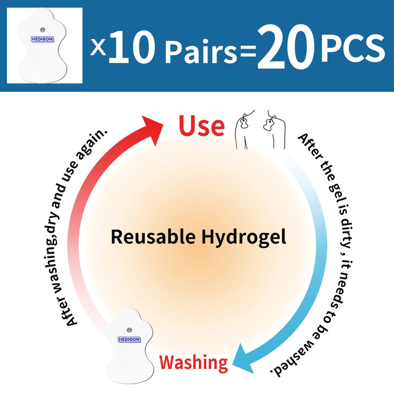 [Australia] - Durable (20PCS) Compatible with Omron TENS Unit Replacement Pads Reusable Pads 10 Pairs Brand: HEDIGON 