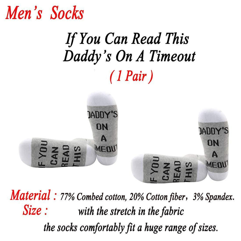 [Australia] - PYOUL 1 Pair Mom/Dad Off Duty Gift If You Can Read This Mommy's/Daddy’s On A Timeout Socks Mom/Dad Off Duty Socks Daddy’s On A Timeout 1 Pair 