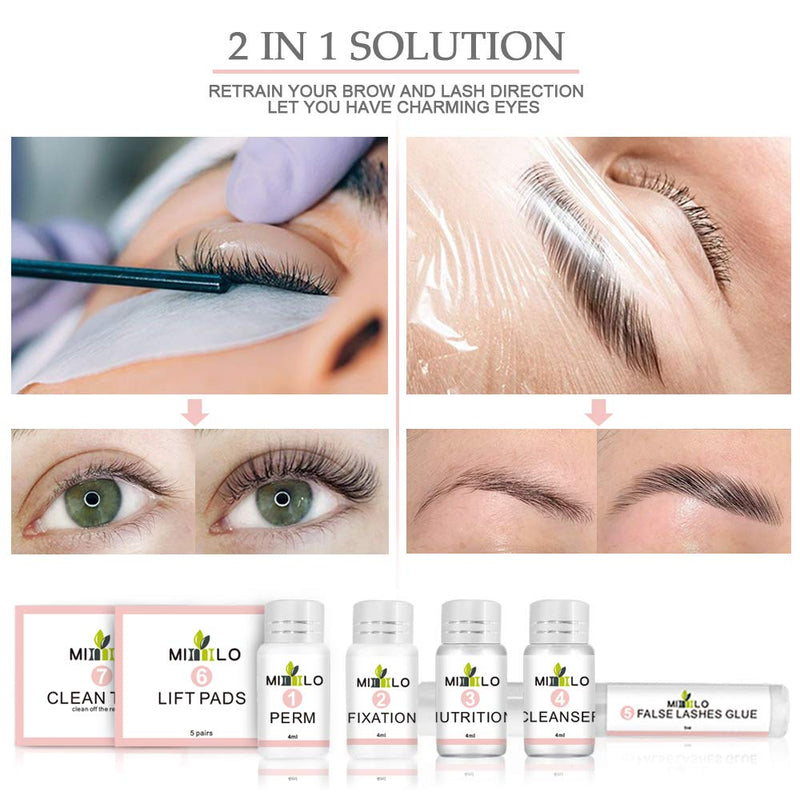 [Australia] - 2 In1 Eyelash and Brow Lamination Kit,Professional Eyelash Eyebrow Lift Kit,DIY Perm Kit for Lashes Brows,Semi-Permanent Curling Perming Wave Suitable For Home Salon Use 